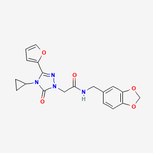N-(benzo[d][1,3]dioxol-5-ylmethyl)-2-(4-cyclopropyl-3-(furan-2-yl)-5-oxo-4,5-dihydro-1H-1,2,4-triazol-1-yl)acetamide