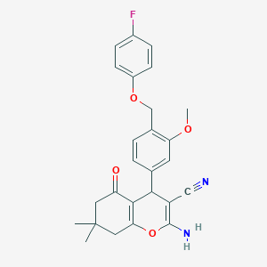 molecular formula C26H25FN2O4 B280218 2-amino-4-{4-[(4-fluorophenoxy)methyl]-3-methoxyphenyl}-7,7-dimethyl-5-oxo-5,6,7,8-tetrahydro-4H-chromene-3-carbonitrile 
