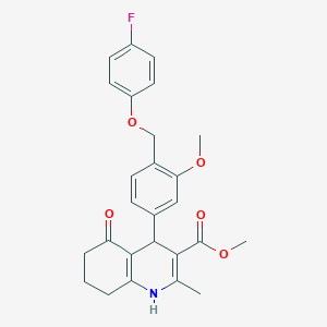 molecular formula C26H26FNO5 B280221 Methyl 4-{4-[(4-fluorophenoxy)methyl]-3-methoxyphenyl}-2-methyl-5-oxo-1,4,5,6,7,8-hexahydro-3-quinolinecarboxylate 