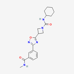 molecular formula C20H25N5O3 B2802215 N-环己基-3-(3-(3-(甲基氨基)苯基)-1,2,4-噁二唑-5-基)氮杂环丁烷-1-甲酰胺 CAS No. 1396794-98-1