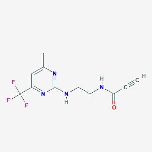 molecular formula C11H11F3N4O B2802217 N-[2-[[4-Methyl-6-(trifluoromethyl)pyrimidin-2-yl]amino]ethyl]prop-2-ynamide CAS No. 2249423-50-3