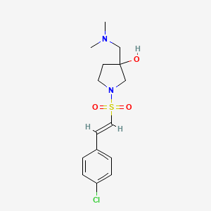 molecular formula C15H21ClN2O3S B2802222 1-[(E)-2-(4-Chlorophenyl)ethenyl]sulfonyl-3-[(dimethylamino)methyl]pyrrolidin-3-ol CAS No. 2249688-87-5