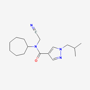 molecular formula C17H26N4O B2802223 N-(氰甲基)-N-环庚基-1-(2-甲基丙基)吡唑-4-甲酰胺 CAS No. 1607267-23-1