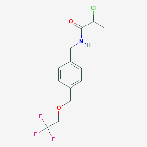 molecular formula C13H15ClF3NO2 B2802225 2-Chloro-N-[[4-(2,2,2-trifluoroethoxymethyl)phenyl]methyl]propanamide CAS No. 2411227-37-5
