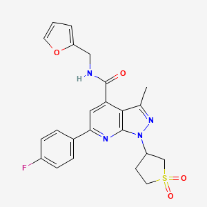 molecular formula C23H21FN4O4S B2802233 1-(1,1-二氧代四氢噻吩-3-基)-6-(4-氟苯基)-N-(呋喃-2-基甲基)-3-甲基-1H-嘧啶并[3,4-b]吡啶-4-甲酰胺 CAS No. 1021215-04-2