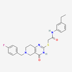 molecular formula C24H25FN4O2S B2802236 N-(3-ethylphenyl)-2-((6-(4-fluorobenzyl)-4-oxo-3,4,5,6,7,8-hexahydropyrido[4,3-d]pyrimidin-2-yl)thio)acetamide CAS No. 946369-75-1