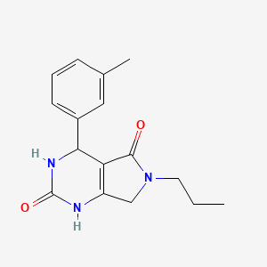 molecular formula C16H19N3O2 B2802242 6-propyl-4-(m-tolyl)-3,4,6,7-tetrahydro-1H-pyrrolo[3,4-d]pyrimidine-2,5-dione CAS No. 878122-60-2