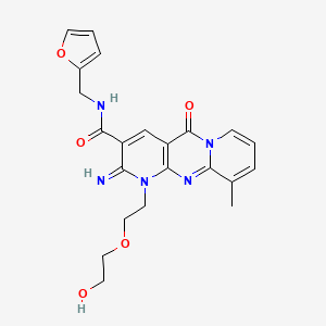 molecular formula C22H23N5O5 B2802249 N-(2-furanylmethyl)-1-[2-(2-hydroxyethoxy)ethyl]-2-imino-10-methyl-5-oxo-3-dipyrido[3,4-c:1',2'-f]pyrimidinecarboxamide CAS No. 683807-33-2