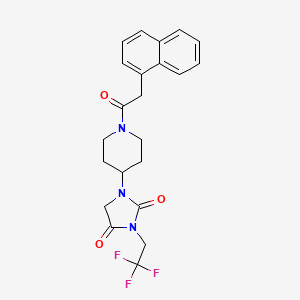 molecular formula C22H22F3N3O3 B2802251 1-{1-[2-(Naphthalen-1-yl)acetyl]piperidin-4-yl}-3-(2,2,2-trifluoroethyl)imidazolidine-2,4-dione CAS No. 2097913-61-4