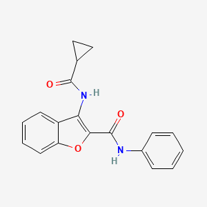 molecular formula C19H16N2O3 B2802256 3-(cyclopropanecarbonylamino)-N-phenyl-1-benzofuran-2-carboxamide CAS No. 862829-62-7