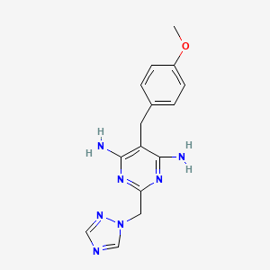 molecular formula C15H17N7O B2802258 6-amino-5-(4-methoxybenzyl)-2-(1H-1,2,4-triazol-1-ylmethyl)-4-pyrimidinylamine CAS No. 338965-25-6