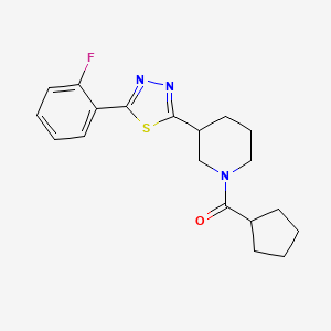 molecular formula C19H22FN3OS B2802260 Cyclopentyl(3-(5-(2-fluorophenyl)-1,3,4-thiadiazol-2-yl)piperidin-1-yl)methanone CAS No. 1173267-19-0