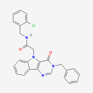 molecular formula C26H21ClN4O2 B2802262 2-(3-benzyl-4-oxo-3,4-dihydro-5H-pyrimido[5,4-b]indol-5-yl)-N-(2-chlorobenzyl)acetamide CAS No. 1185071-23-1