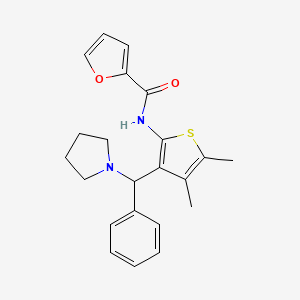 molecular formula C22H24N2O2S B2802284 N-(4,5-二甲基-3-(苯基(吡咯啉-1-基)甲基)噻吩-2-基)呋喃-2-甲酰胺 CAS No. 622799-99-9