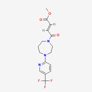 molecular formula C16H18F3N3O3 B2802305 Methyl (E)-4-oxo-4-[4-[5-(trifluoromethyl)pyridin-2-yl]-1,4-diazepan-1-yl]but-2-enoate CAS No. 2411327-50-7