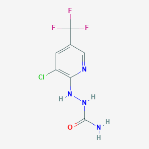 molecular formula C7H6ClF3N4O B2802306 2-[3-Chloro-5-(trifluoromethyl)-2-pyridinyl]-1-hydrazinecarboxamide CAS No. 320416-29-3