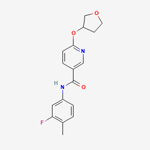 molecular formula C17H17FN2O3 B2802309 N-(3-fluoro-4-methylphenyl)-6-((tetrahydrofuran-3-yl)oxy)nicotinamide CAS No. 2034298-91-2