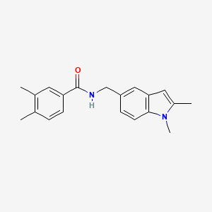 molecular formula C20H22N2O B2802311 N-((1,2-dimethyl-1H-indol-5-yl)methyl)-3,4-dimethylbenzamide CAS No. 852137-17-8