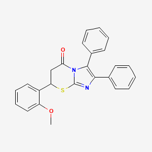 molecular formula C25H20N2O2S B2802313 7-(2-methoxyphenyl)-2,3-diphenyl-6,7-dihydro-5H-imidazo[2,1-b][1,3]thiazin-5-one CAS No. 690684-66-3