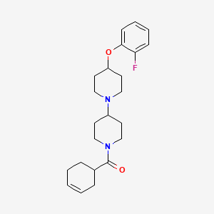 molecular formula C23H31FN2O2 B2802317 Cyclohex-3-en-1-yl(4-(2-fluorophenoxy)-[1,4'-bipiperidin]-1'-yl)methanone CAS No. 1705692-50-7