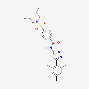 molecular formula C24H30N4O3S2 B2802321 4-(dipropylsulfamoyl)-N-[5-(2,4,6-trimethylphenyl)-1,3,4-thiadiazol-2-yl]benzamide CAS No. 391227-76-2