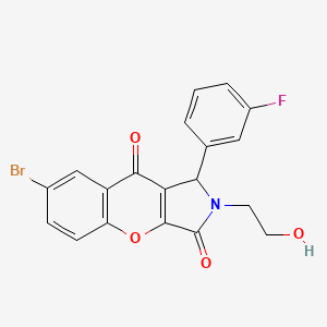 molecular formula C19H13BrFNO4 B2802334 7-Bromo-1-(3-fluorophenyl)-2-(2-hydroxyethyl)-1,2-dihydrochromeno[2,3-c]pyrrole-3,9-dione CAS No. 850745-02-7