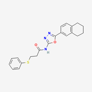 3-phenylsulfanyl-N-[5-(5,6,7,8-tetrahydronaphthalen-2-yl)-1,3,4-oxadiazol-2-yl]propanamide
