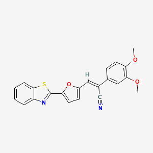 molecular formula C22H16N2O3S B2802339 (Z)-3-(5-(苯并[d]噻唑-2-基)呋喃-2-基)-2-(3,4-二甲氧苯基)丙烯腈 CAS No. 709003-88-3
