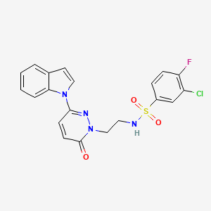 N-(2-(3-(1H-indol-1-yl)-6-oxopyridazin-1(6H)-yl)ethyl)-3-chloro-4-fluorobenzenesulfonamide