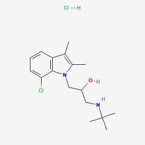 molecular formula C17H26Cl2N2O B2802354 1-(叔丁基氨基)-3-(7-氯-2,3-二甲基-1H-吲哚-1-基)丙醇盐酸盐 CAS No. 1189952-11-1