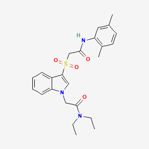 molecular formula C24H29N3O4S B2802379 2-(3-((2-((2,5-dimethylphenyl)amino)-2-oxoethyl)sulfonyl)-1H-indol-1-yl)-N,N-diethylacetamide CAS No. 878055-87-9