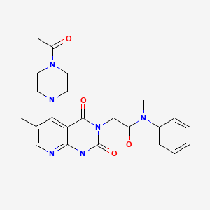 molecular formula C24H28N6O4 B2802380 2-(5-(4-acetylpiperazin-1-yl)-1,6-dimethyl-2,4-dioxo-1,2-dihydropyrido[2,3-d]pyrimidin-3(4H)-yl)-N-methyl-N-phenylacetamide CAS No. 1021123-55-6