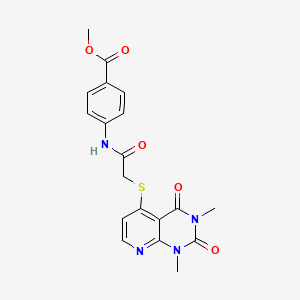 molecular formula C19H18N4O5S B2802385 甲基-4-(2-((1,3-二甲基-2,4-二氧代-1,2,3,4-四氢喹唑[2,3-d]嘧啶-5-基)硫代)乙酰胺基)苯甲酸酯 CAS No. 900005-66-5