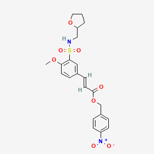molecular formula C22H24N2O8S B2802392 (4-硝基苯基)甲基(E)-3-[4-甲氧基-3-(氧戊糖-2-基甲基磺酰)苯基]丙-2-烯酸酯 CAS No. 325694-83-5