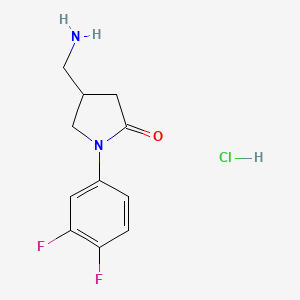 molecular formula C11H13ClF2N2O B2802402 4-(Aminomethyl)-1-(3,4-difluorophenyl)pyrrolidin-2-one;hydrochloride CAS No. 2415585-22-5