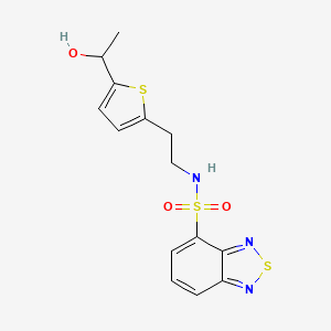 molecular formula C14H15N3O3S3 B2802406 N-(2-(5-(1-hydroxyethyl)thiophen-2-yl)ethyl)benzo[c][1,2,5]thiadiazole-4-sulfonamide CAS No. 2034404-86-7