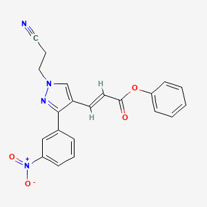 molecular formula C21H16N4O4 B2802410 (E)-phenyl 3-(1-(2-cyanoethyl)-3-(3-nitrophenyl)-1H-pyrazol-4-yl)acrylate CAS No. 956046-72-3