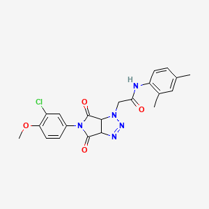 molecular formula C21H20ClN5O4 B2802417 2-[5-(3-chloro-4-methoxyphenyl)-4,6-dioxo-4,5,6,6a-tetrahydropyrrolo[3,4-d][1,2,3]triazol-1(3aH)-yl]-N-(2,4-dimethylphenyl)acetamide CAS No. 1052567-81-3