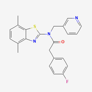 molecular formula C23H20FN3OS B2802418 N-(4,7-dimethylbenzo[d]thiazol-2-yl)-2-(4-fluorophenyl)-N-(pyridin-3-ylmethyl)acetamide CAS No. 920420-86-6