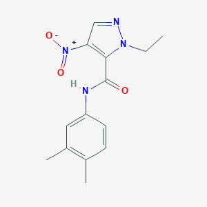 molecular formula C14H16N4O3 B280242 N-(3,4-dimethylphenyl)-1-ethyl-4-nitro-1H-pyrazole-5-carboxamide 