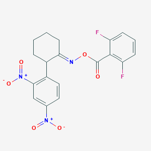 molecular formula C19H15F2N3O6 B2802420 2-[({[2-(2,4-Dinitrophenyl)cyclohexyliden]amino}oxy)carbonyl]-1,3-difluorobenzene CAS No. 860785-96-2