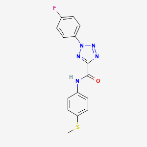 molecular formula C15H12FN5OS B2802436 2-(4-fluorophenyl)-N-(4-(methylthio)phenyl)-2H-tetrazole-5-carboxamide CAS No. 1396878-75-3