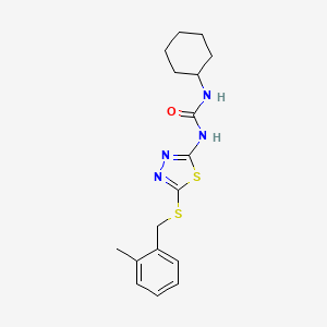 molecular formula C17H22N4OS2 B2802451 1-环己基-3-(5-((2-甲基苯基)硫代)-1,3,4-噻二唑-2-基)脲 CAS No. 922672-59-1