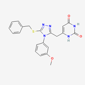 molecular formula C21H19N5O3S B2802455 6-[[5-苄基硫代-4-(3-甲氧基苯基)-1,2,4-三唑-3-基]甲基]-1H-嘧啶-2,4-二酮 CAS No. 852049-14-0