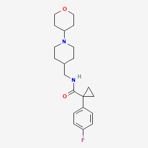 molecular formula C21H29FN2O2 B2802457 1-(4-氟苯基)-N-((1-(四氢-2H-吡喃-4-基)哌啶-4-基甲基)环丙基)甲酰胺 CAS No. 2034590-31-1