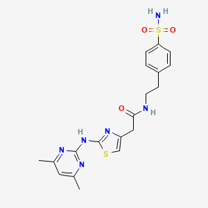molecular formula C19H22N6O3S2 B2802461 2-(2-((4,6-二甲基嘧啶-2-基)氨基)噻唑-4-基)-N-(4-磺酰基苯乙基)乙酰胺 CAS No. 1226443-24-8