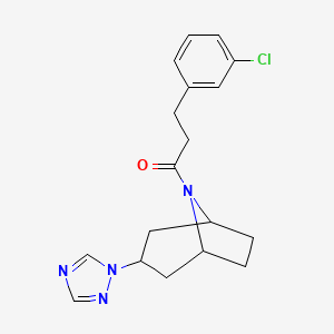 molecular formula C18H21ClN4O B2802489 1-((1R,5S)-3-(1H-1,2,4-三唑-1-基)-8-氮杂双环[3.2.1]辛-8-基)-3-(3-氯苯基)丙酮 CAS No. 2320377-65-7