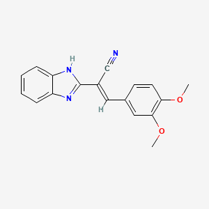 molecular formula C18H15N3O2 B2802500 (E)-2-(1H-benzimidazol-2-yl)-3-(3,4-dimethoxyphenyl)prop-2-enenitrile CAS No. 1001430-35-8