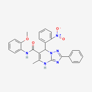 molecular formula C26H22N6O4 B2802512 N-(2-methoxyphenyl)-5-methyl-7-(2-nitrophenyl)-2-phenyl-4,7-dihydro-[1,2,4]triazolo[1,5-a]pyrimidine-6-carboxamide CAS No. 540503-18-2