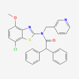 molecular formula C28H22ClN3O2S B2802514 N-(7-chloro-4-methoxybenzo[d]thiazol-2-yl)-2,2-diphenyl-N-(pyridin-3-ylmethyl)acetamide CAS No. 922628-81-7